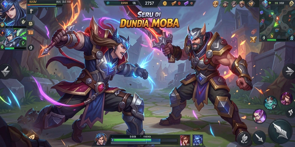 Screenshot utama 2757 menampilkan aksi pertarungan seru dalam gameplay MOBA.