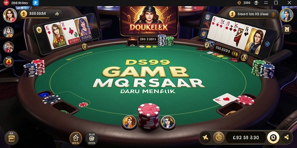 Screenshot gameplay DS99 yang menunjukkan aksi permainan Poker yang seru.
