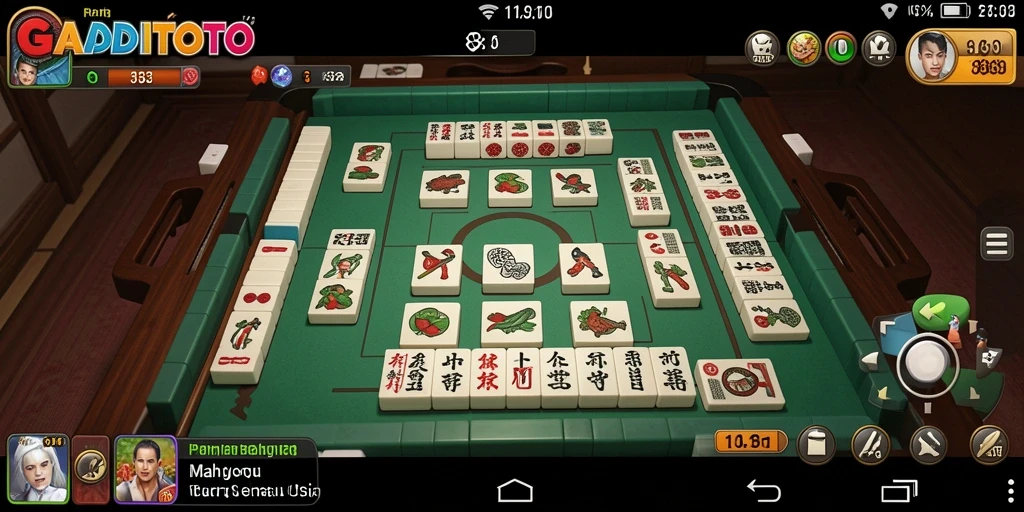 Tampilan permainan GADAITOTO dengan grafis Mahjong yang menawan.