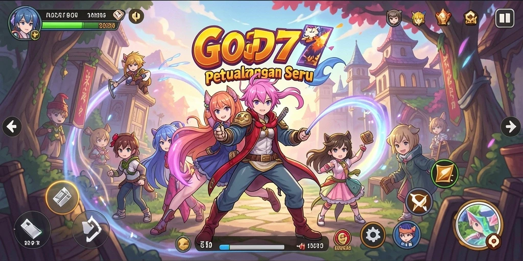 Tampilan gameplay GOD77 yang memukau dengan karakter anime yang beraksi.