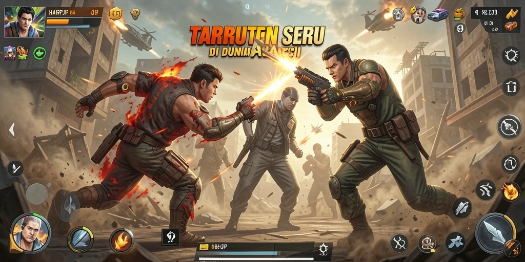 Screenshot gameplay HARAPJP menunjukkan aksi seru dan karakter yang siap bertarung.
