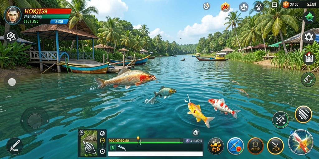 Tampilan gameplay HOKI138 yang menakjubkan saat memancing di laut.