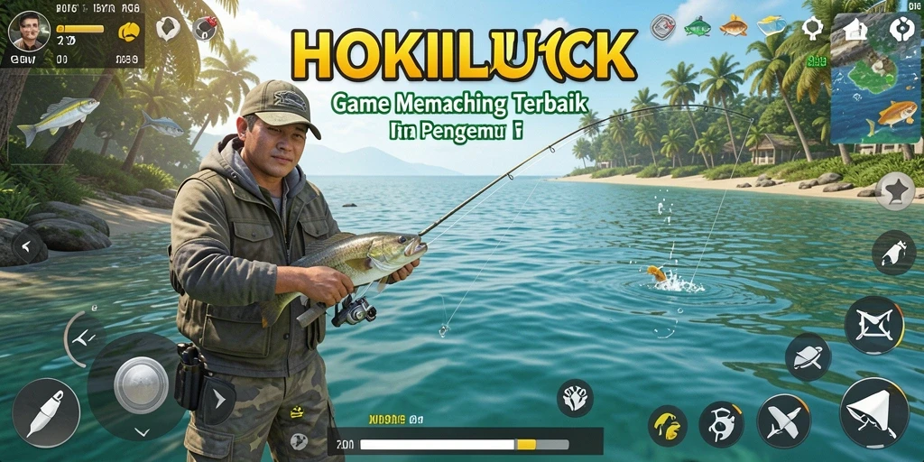 Tampilan gameplay HOKILUCK yang menarik saat menangkap ikan.