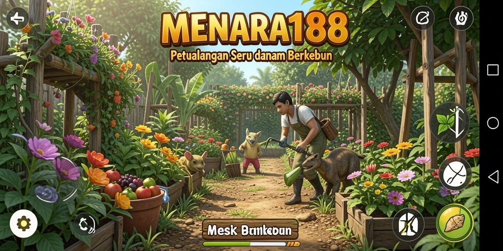 Tampilan gameplay seru dari MENARA188 dengan aktivitas berkebun yang menarik.