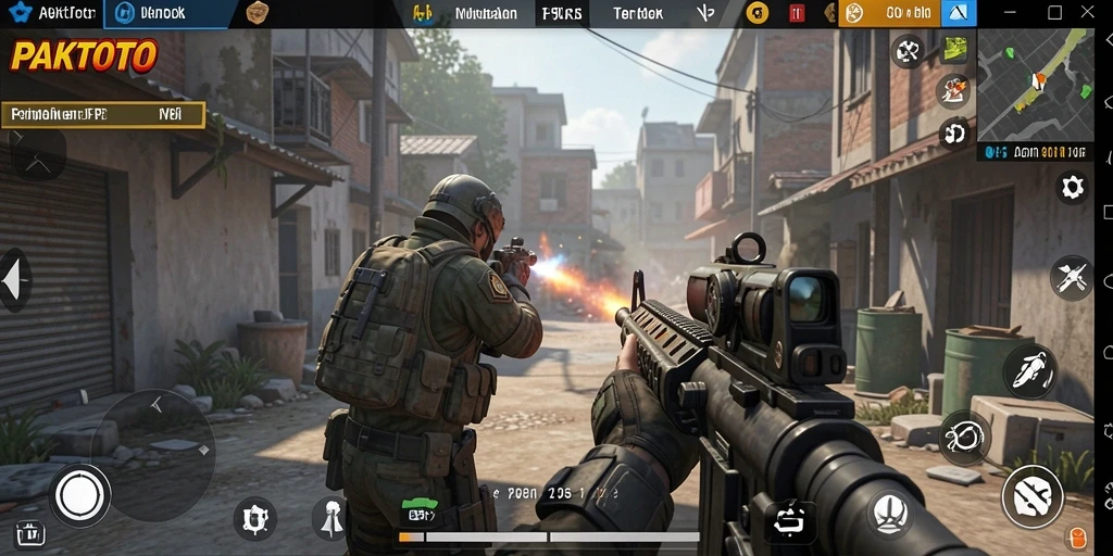 Screenshot PAKTOTO yang menegangkan dengan aksi gameplay FPS.