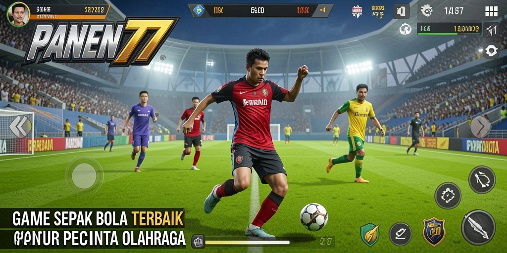 Screenshot gameplay <strong>PANEN77</strong> yang menampilkan aksi sepak bola yang seru.