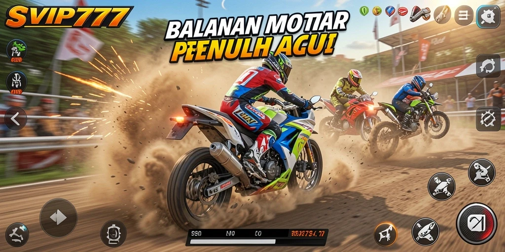 Screenshot gameplay SVIP777 dengan aksi balapan yang mendebarkan.