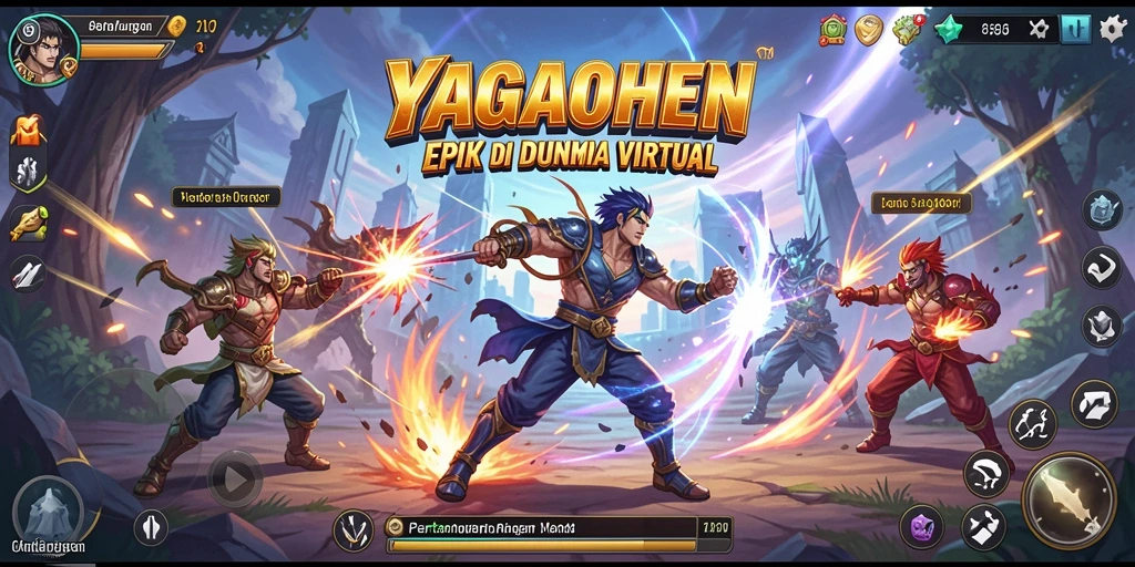 Tampilan gameplay YAGAOHEN saat pertarungan mendebarkan antara karakter.